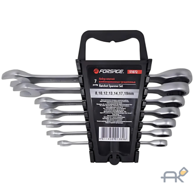 Набор ключей комбинированных трещоточных 7пр. (8.10.12.13.14.17.19мм)в пластиковом держателе (F-51072)